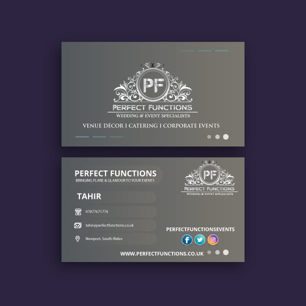 Business Card Design & Printed For Perfect Functions UK