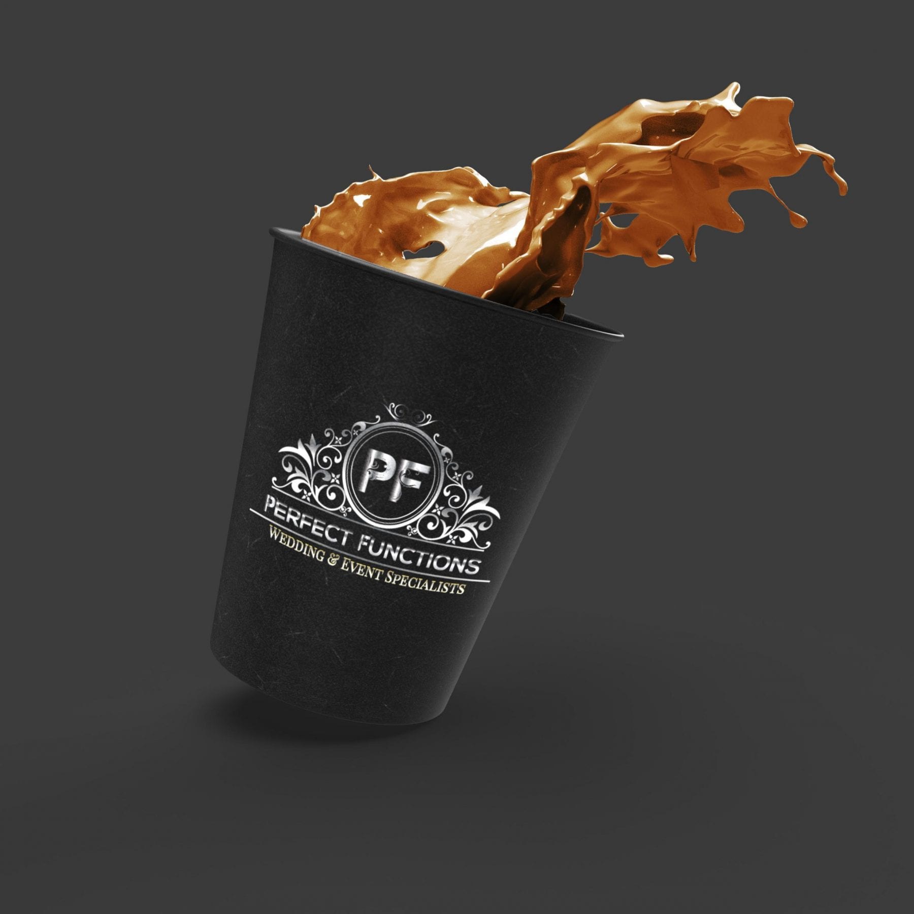 3D Rendering Realistic Coffee Cup Mockup by Mediamaks for PERFECT FUNCTIONS