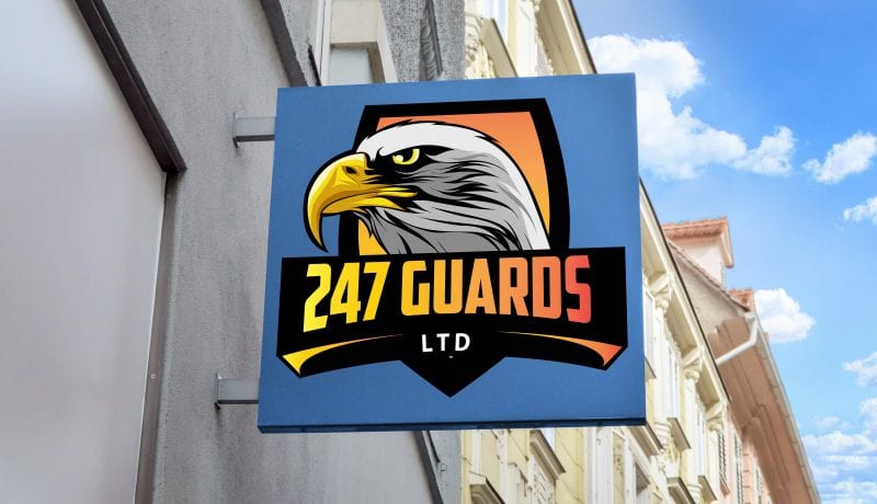logo mockup design for 247 guards uk