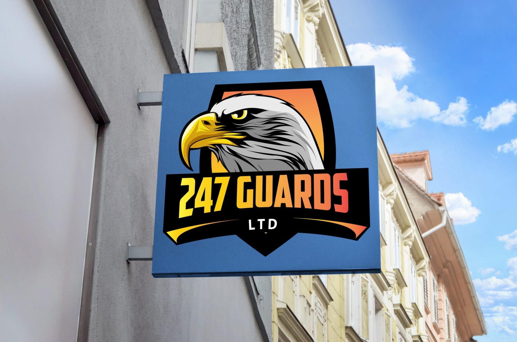 logo mockup design for 247 guards uk