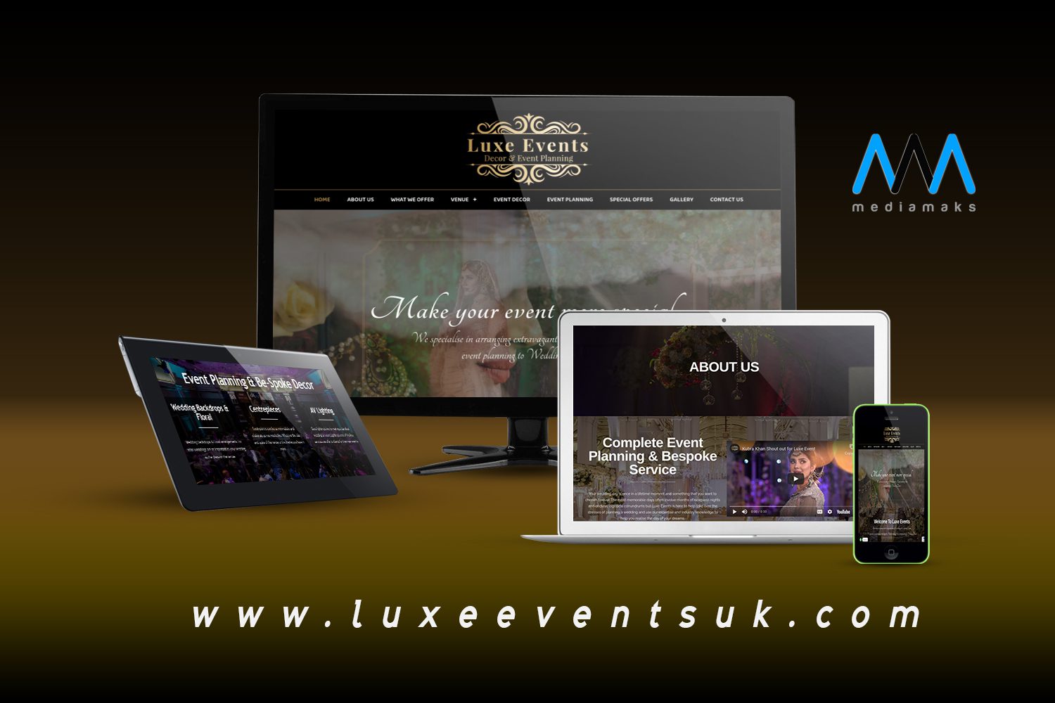 Multi Devices Responsive Website Mockup Pack by Mediamaks for LUXE EVENTS