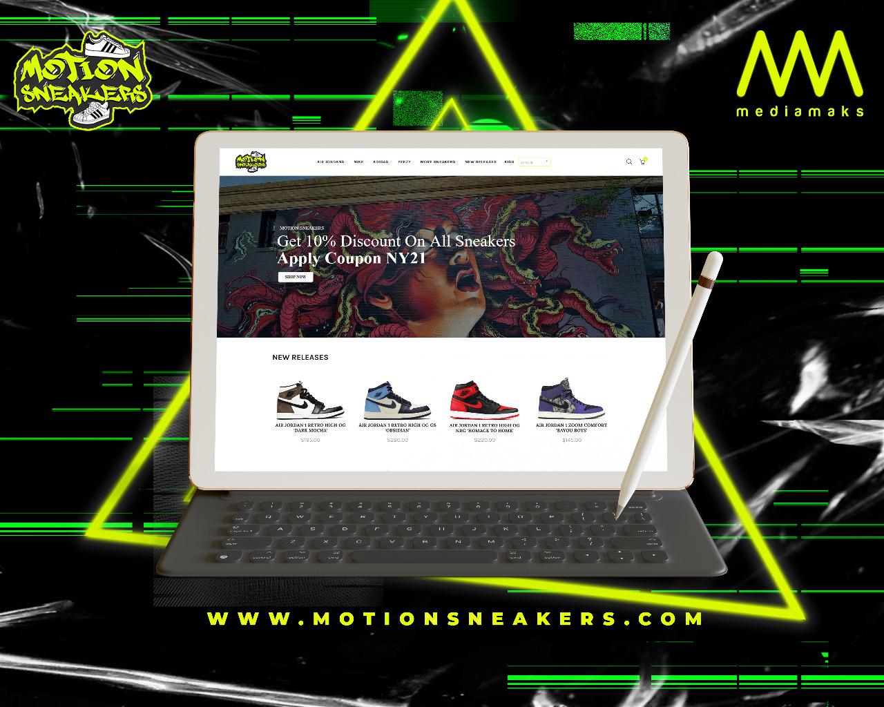 Motion Sneakers Mockup by MEDIAMAKS UK